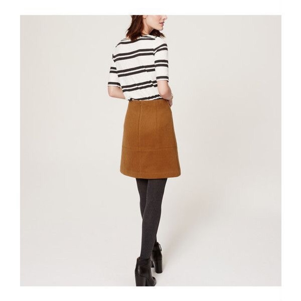 NEW Wooly Shift Skirt Dark Brown Sugar Tan 0 LOFT